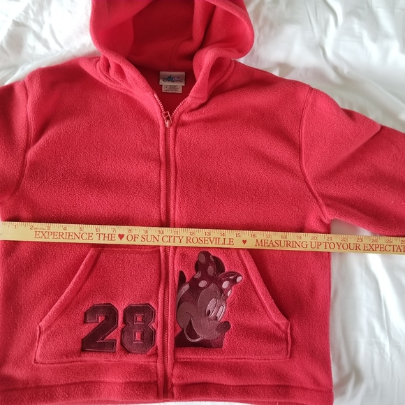 Disneyland Resort Minnie Mouse 28 Medium Size Red Fleece Hoodie Vintage Y2k - Picture 10 of 13
